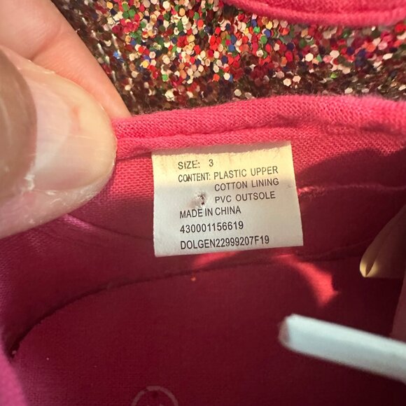 Multi-Color Glitter Sneakers With Pink Trim & White Laces Size 3 Plastic Upper C - Picture 3 of 8